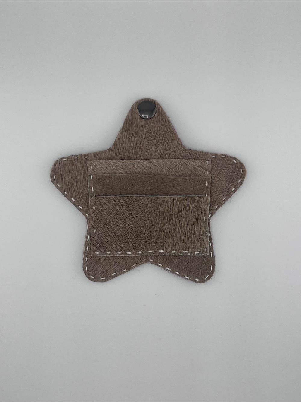 Star-Shaped Brown Hair-On Leather Card Holder